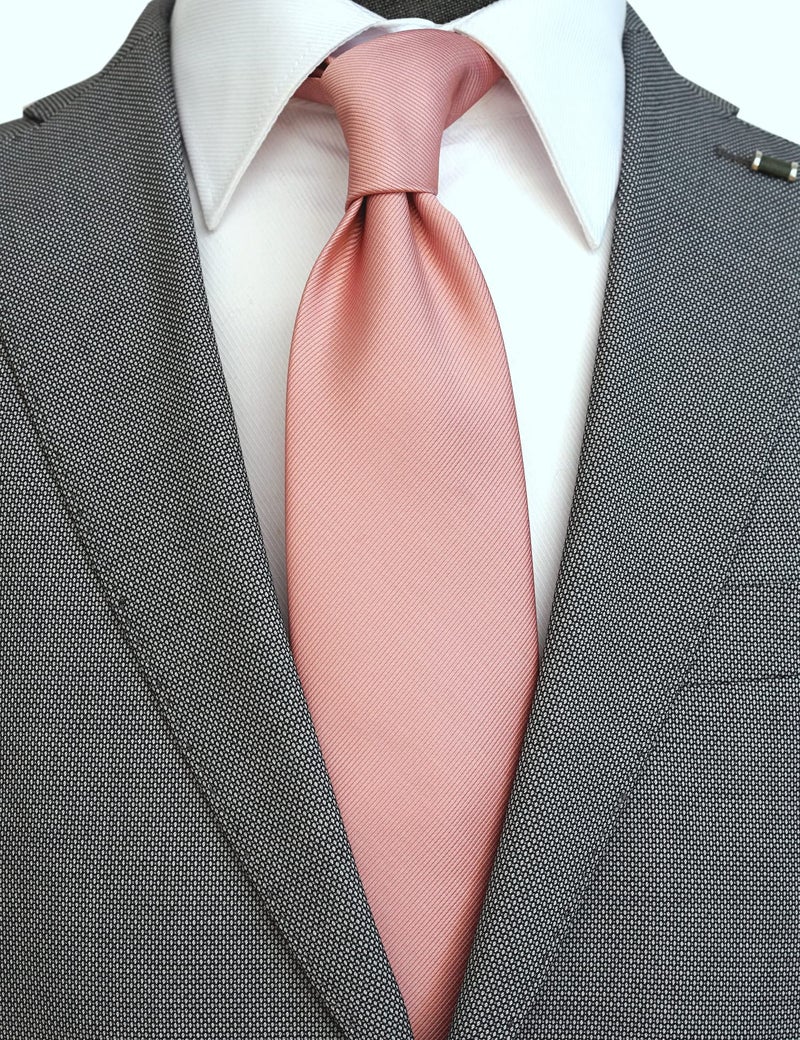 ZENXUS Extra Long Solid Tie for Men Big and Tall, Rose Gold XL Tie 70 inch - Image 2